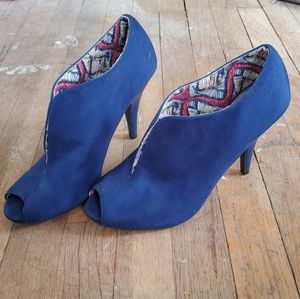 Blue suede heels